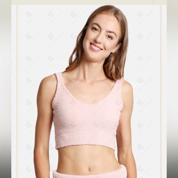 🛍️🛍️SOLID COLOR LUXURY SOFT V-NECK CROP TOP PINK - Picture 1 of 3